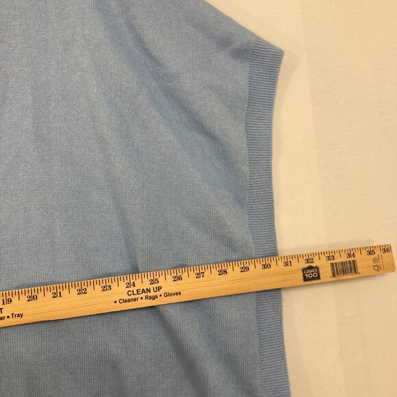 New Ann Taylor size M/L Light Blue V-Neck Button Soft Knit Poncho Sweater - Picture 7 of 11